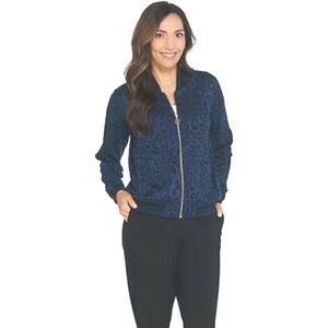 Du Jour Animal Bomber Jacket with Striped Rib Knit